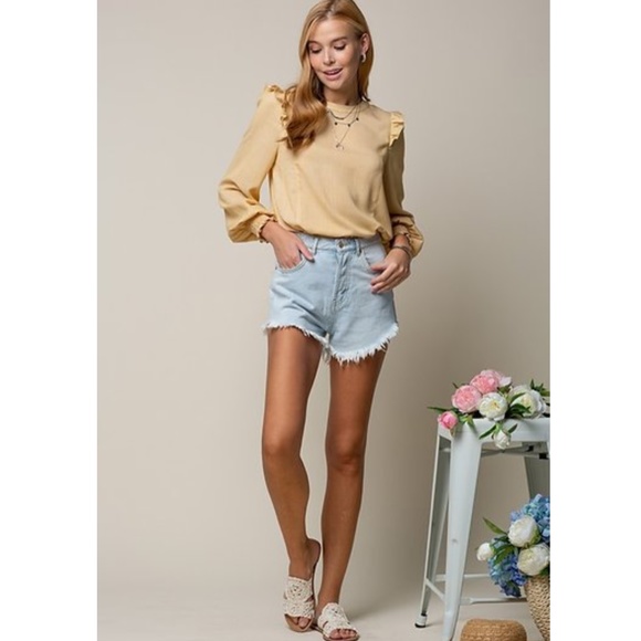 NWT Yellow Ruffle Blouse - Picture 6 of 7